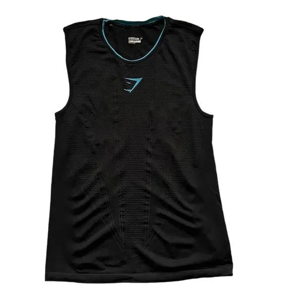 Gymshark Men’s V1 Onyx Seamless Workout Tank Size XL 
Black and blue - Picture 2 of 7